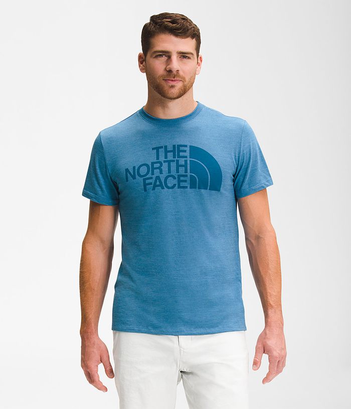 The North Face Short Sleeve Half Dome Tri-Blend Mens T-Shirts Blue 301547-ZTQ